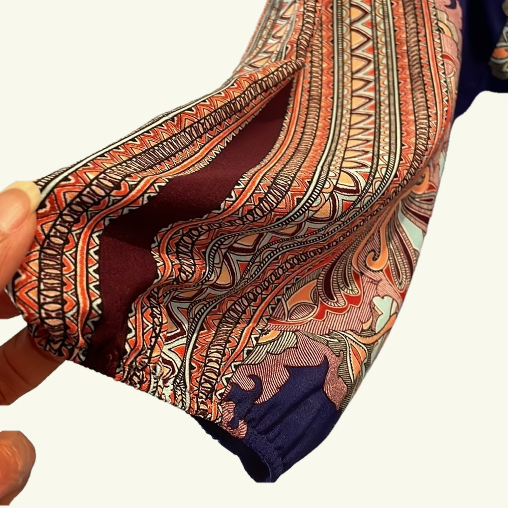 Glam MultiColored Dress Size M Geometric Print Paisley Motifs Vibrant Classic - Picture 7 of 13